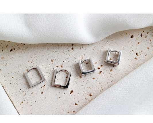 Aretes de Plata Esterlina S925 Cuadrados Creativos Personalizados