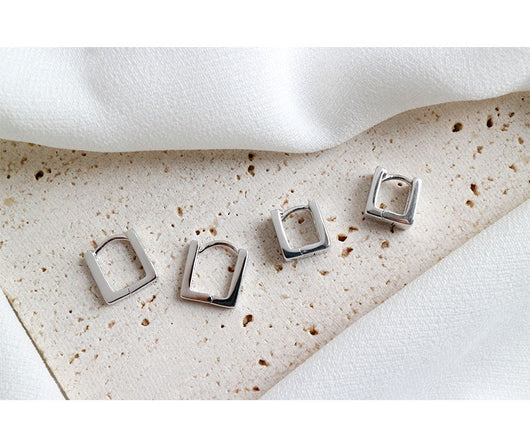 Aretes de Plata Esterlina S925 Cuadrados Creativos Personalizados
