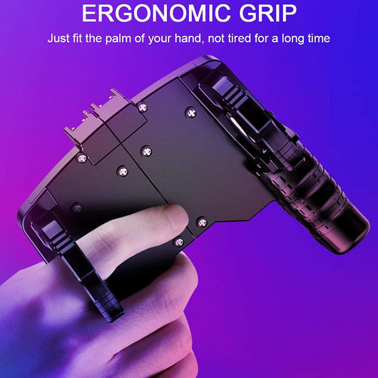 Black multi-function gamepad for smartphones with ergonomic grips, metallic triggers, and a phone holder. - Image 3