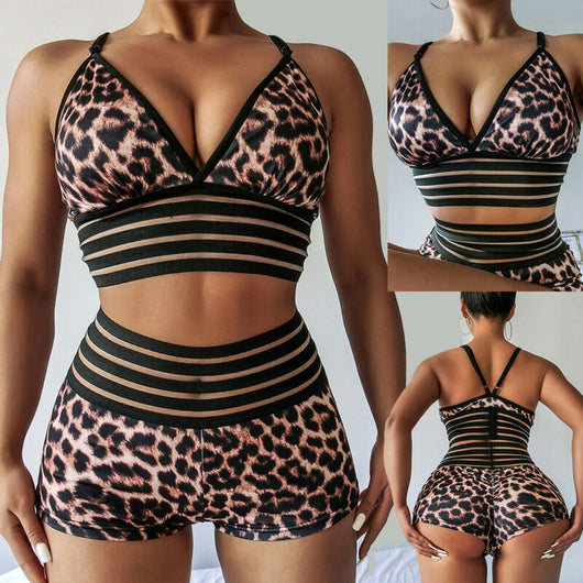 Traje de Baño Estampado Leopardo de Cintura Alta con Abertura Lateral - Image 3
