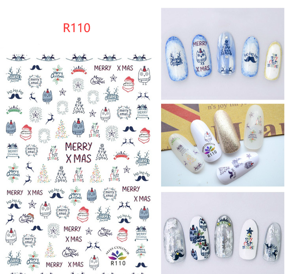 Calcomanías navideñas para uñas - Adornos y diseños festivos
