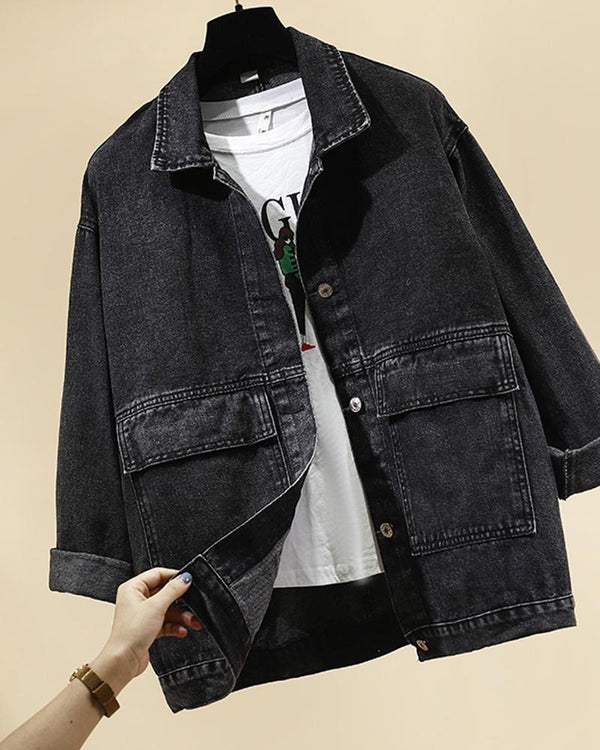 Blusa Holgada Estilo Coreano Boyfriend Retro Harajuku para Estudiantes