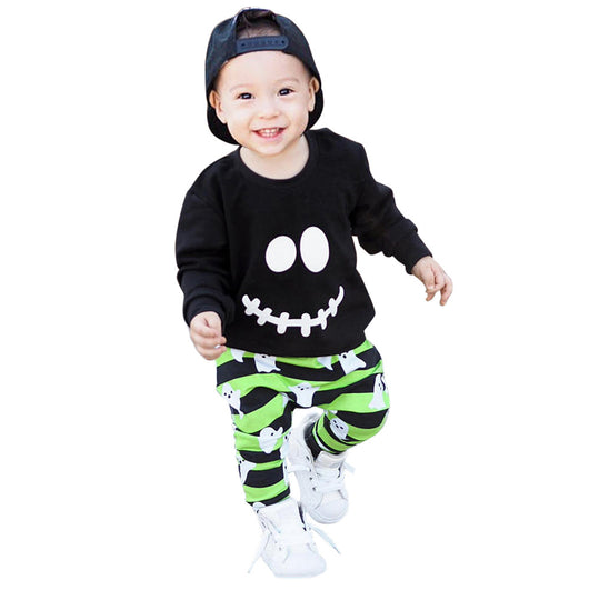 Conjunto de Dos Piezas Halloween Carita Feliz Manga Larga para Niño - Image 6