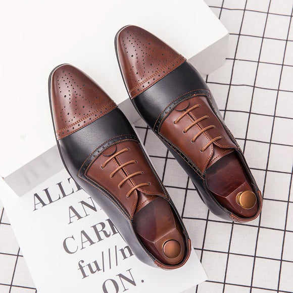 Zapatos de Negocios Brock Tallaje Grande con Tallado Artesanal en Cuero