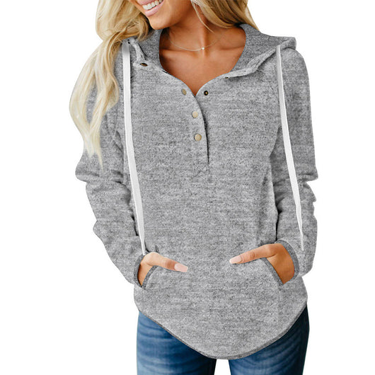 Sudadera con Capucha y Bolsillos para Mujer - Casual de Manga Larga