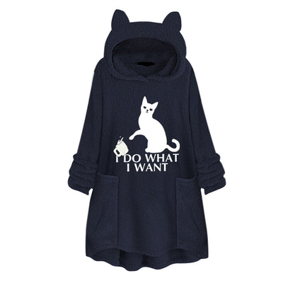 Suéter Reversible de Terciopelo con Capucha y Estampado de Gato - Image 19