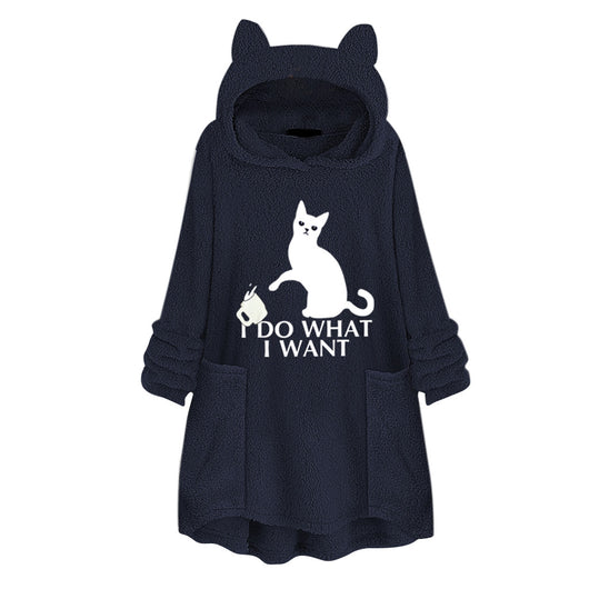 Suéter Reversible de Terciopelo con Capucha y Estampado de Gato - Image 19