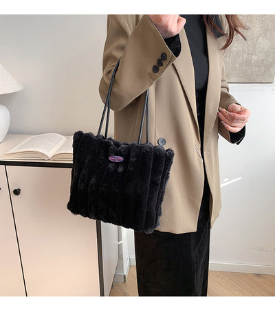 Bolso Tote Grande de Felpa para Otoño e Invierno - Image 29