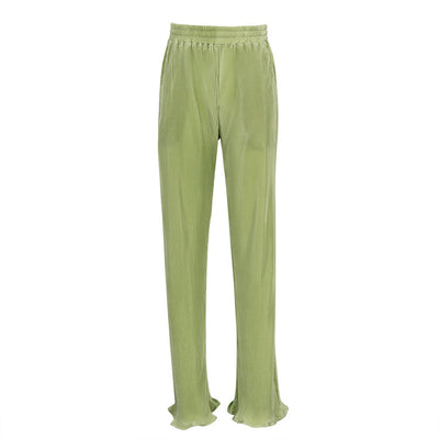 Conjunto Casual: Blusa Verde Manga Corta + Pantalón Plisado Talle Alto - Image 24