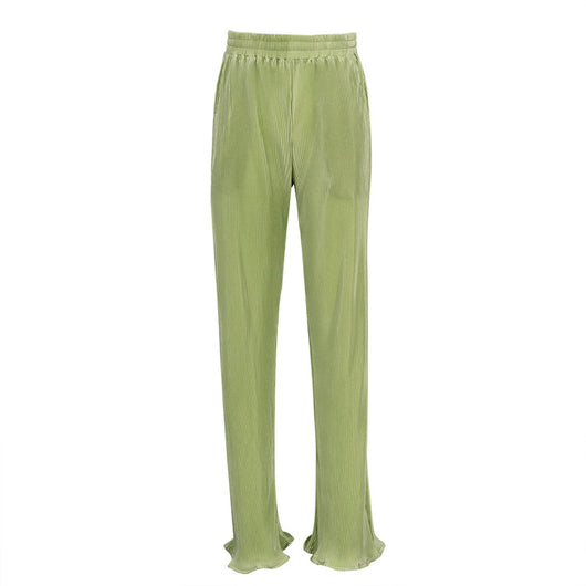 Conjunto Casual: Blusa Verde Manga Corta + Pantalón Plisado Talle Alto - Image 24
