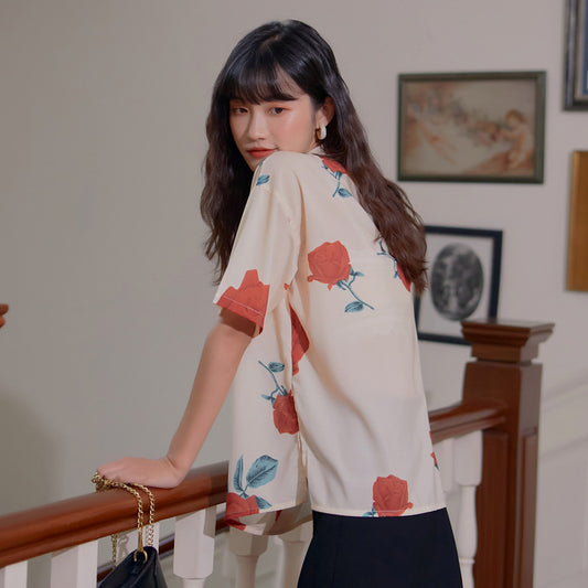 Camisa Estampada Suelta Multiusos con Personalidad