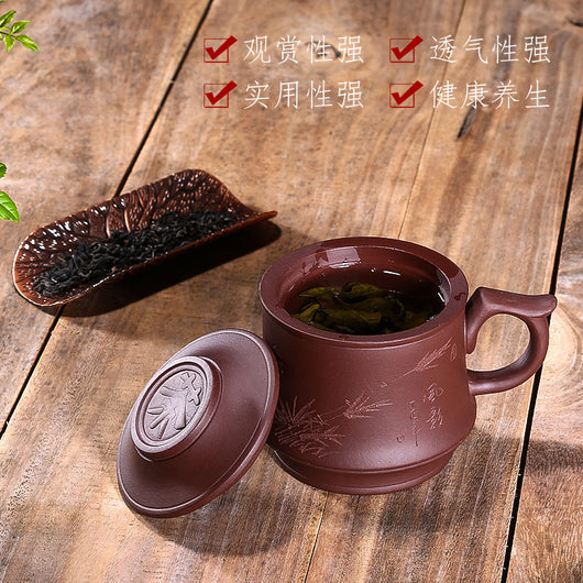 Taza de Té Doble de Cerámica Púrpura Artesanal - Image 3