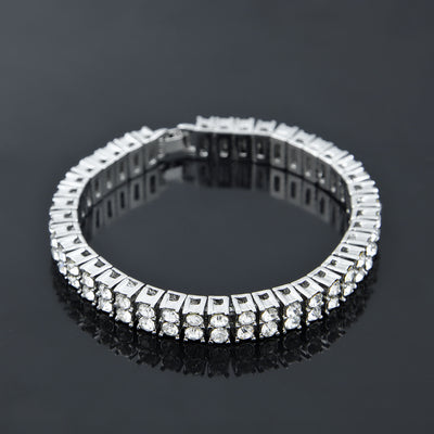 Pulsera de 2 Filas con Brillantes Estilo Hip Hop para Hombre - Image 10