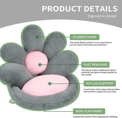 Cojín Nido Redondo para Gatos y Gamers - Asiento Floral Kawaii 19 Pulgadas Gris - Image 7