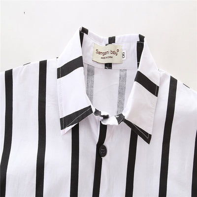 Camisa de Manga Larga a Rayas Verticales Blancas y Negras - Image 3