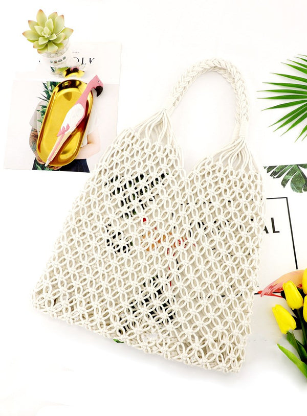 Bolsa Tejida de Malla Hueca - Bolso Casual de Paja Transpirable