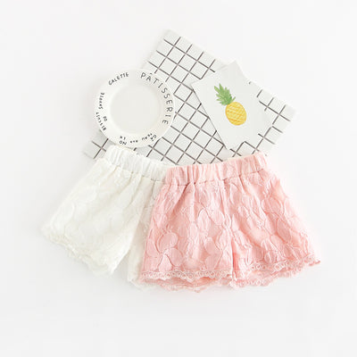 Shorts de encaje floral para niñas - Hot pants elegantes