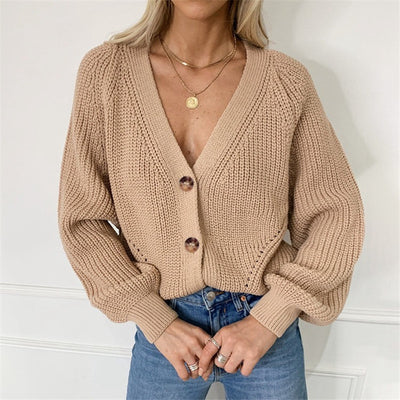 Cardigan de Punto con Cuello V y Mangas Farol - Image 10
