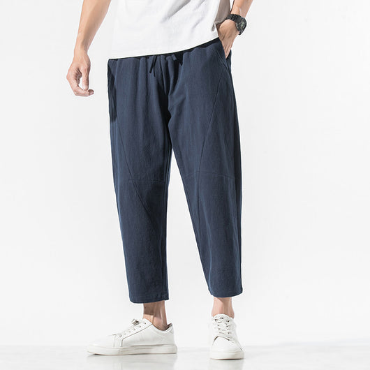 Pantalones Casuales Talla Grande Hombre - Corte Recto Algodón Lino Estilo Retro - Image 8