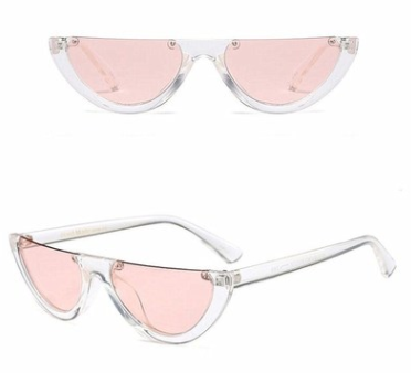 Bright yellow semi-rimless sunglasses with dark gray half-moon lenses, featuring a modern cat-eye shape. - Image 9