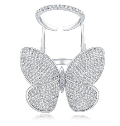Anillo Ajustable de Mariposa Brillante con Cristales Pavé Movibles