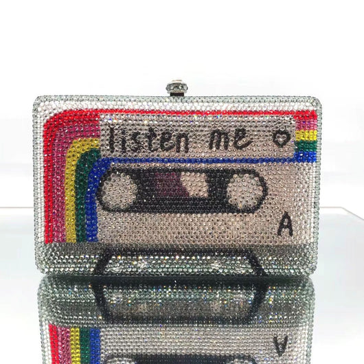Bolso de Noche Clutch Cassette con Cristales para Mujer - Image 7