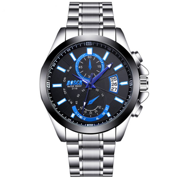Reloj Deportivo de Acero con Calendario y Esfera Grande Resistente al Agua