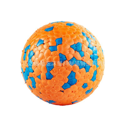Orange and blue textured ETPU dog toy ball, resistant to bite and chew, for pet play. - Image 6