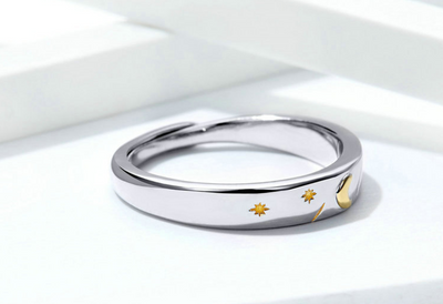 Anillo de Plata 925 Luna Estrella Ajustable Diseño Europeo Moderno - Image 4