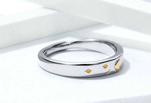 Anillo de Plata 925 Luna Estrella Ajustable Diseño Europeo Moderno - Image 4