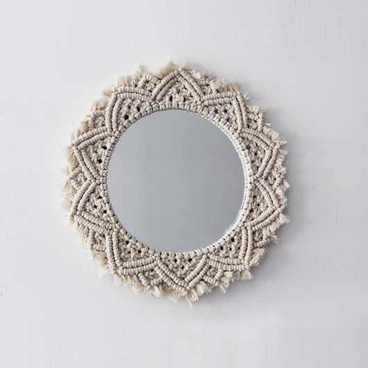 Espejo Decorativo Escandinavo Girasol - Tapiz Hecho a Mano con Anillo de Cosmético - Image 8