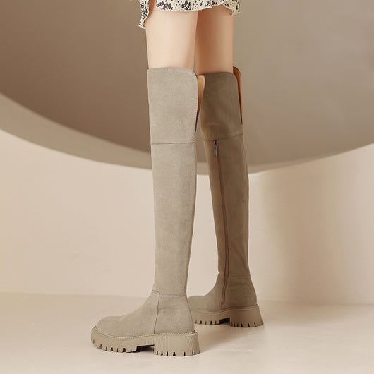Botas Over The Knee de Cuero Genuino con Acabado Frosted para Mujer - Image 5