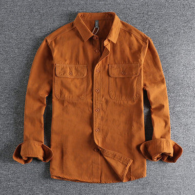 Camisa de Algodón Manga Larga Suelta Hombre Color Sólido - Image 6