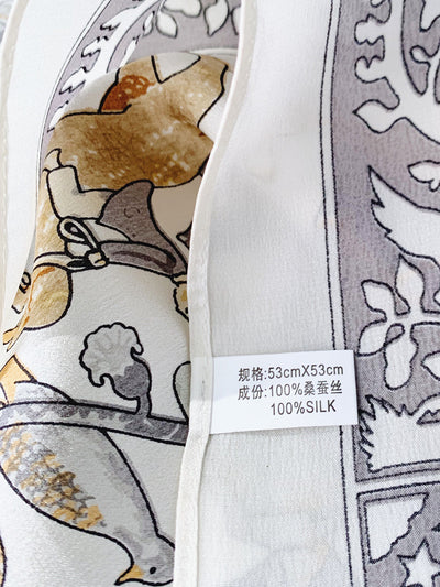 Pañuelo de Seda Estilo Europeo Vintage con Flores y Pájaros - Image 12