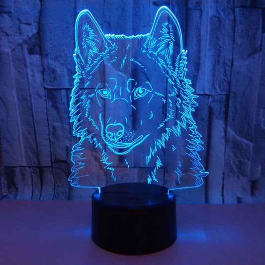 Lámpara 3D Lobo Luz Nocturna LED