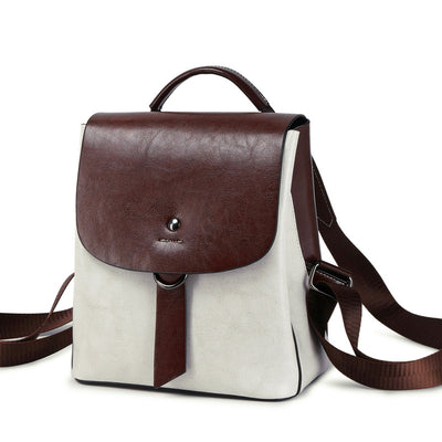 Mochila de Cuero Genuino con Contraste de Colores - Estilo Europeo - Image 12
