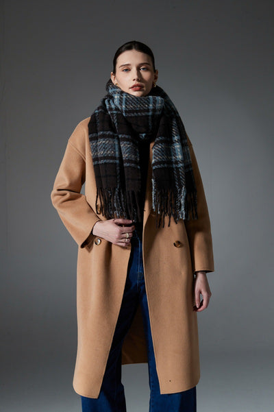 Bufanda Escocesa Azul Otoño Invierno - Estilo Europeo y Americano - Image 9
