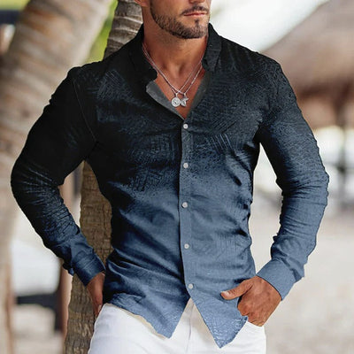 Camisa Estampada de Manga Larga con Solapa para Hombre - Image 20