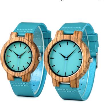 Reloj de Pareja Bobo Bird con Correa de Cuero y Esfera de Bambú