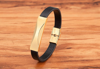 Pulsera de Cuero para Hombre con Acero Inoxidable y Patrón Geométrico - Image 10