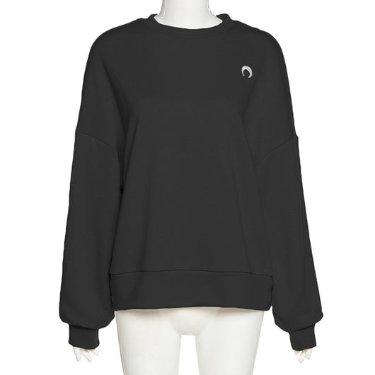 Sudadera Suelta con Cuello Redondo y Bordado en Mangas Largas - Image 7