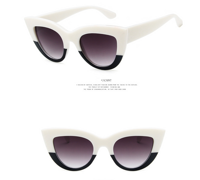 White and black cat eye sunglasses with gradient lenses, featuring a retro style. - Image 5
