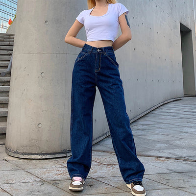 Jeans Rectos de Cintura Alta Sueltos con Estilo Moderno - Image 19