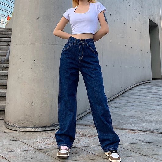 Jeans Rectos de Cintura Alta Sueltos con Estilo Moderno - Image 19