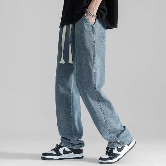 Pantalón Jeans Hombre Corte Recto Ancho Suelto con Caída - Image 2