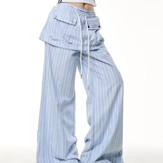Peto Rayas Vintage Efecto Dos Piezas para Mujer Corte Recto Holgado - Image 2