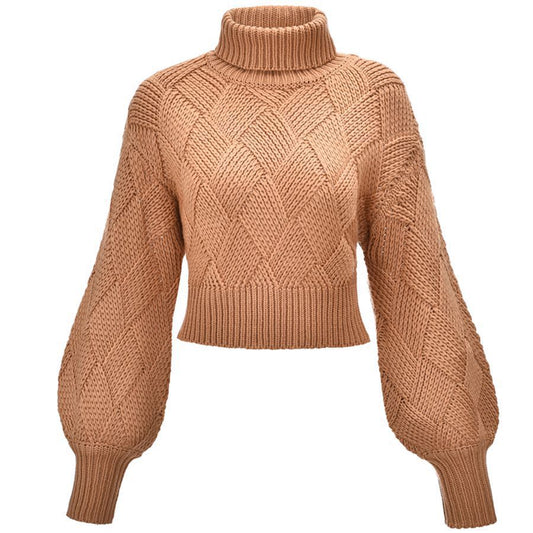Suéter Cuello Alto Holgado de Color Sólido para Mujer - Image 2