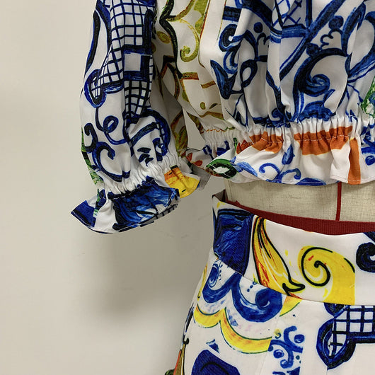 Conjunto Falda Corta con Top Estampado - Diseño Pastel - Image 3
