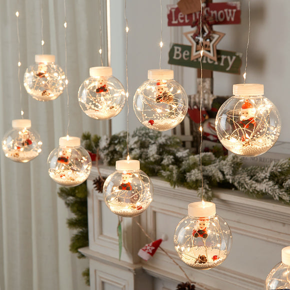 Cortina de Luces LED Esferas Navideñas con Deseos