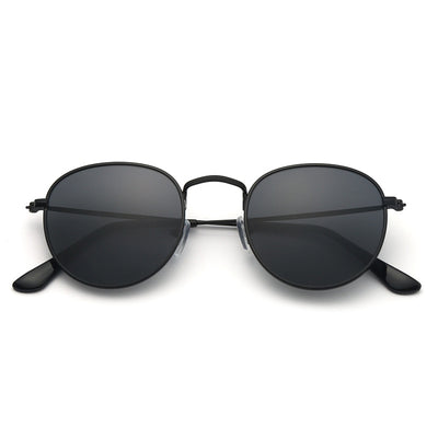 Black metal round frame anti-blue ray glasses with clear lenses, shown at an angle on a white background. - Image 3